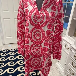 Sunday Vibrant Pink and White Floral Midi Dress